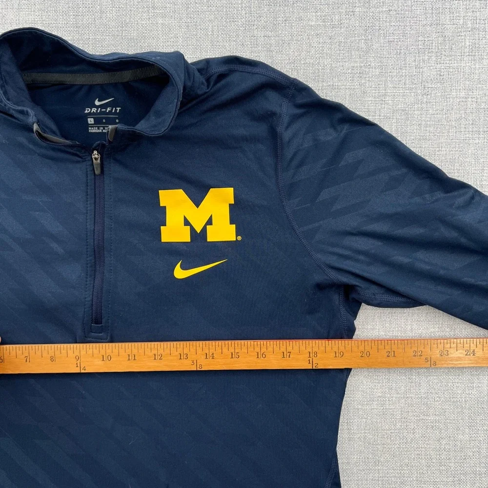 Nike Michigan Wolverines Quarter Zip Dri-Fit Athletic Pullover Women L Navy Blue